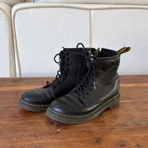 Doc Martens Kids Black Leather Lace-Up Boots